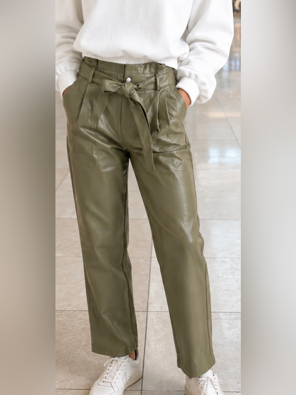 #267 FAUX LEATHER PANTS WITH BELT